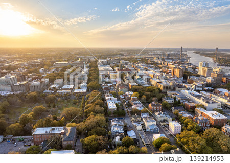 Savannah, Georgia. Urban landscape of old historical city. USA cityscape at sunset 139214953