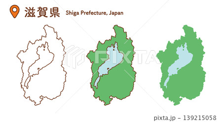 滋賀県の地図イラストセット｜日本地図・都道府県・教材 139215058