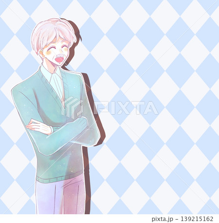 笑顔の父親　立ち絵　ニーショット　父の日イメージ 139215162