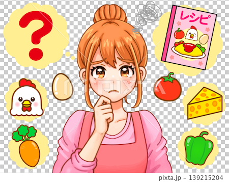 献立を考える主婦のイラスト素材3 139215204