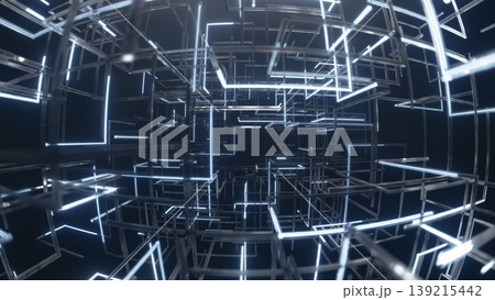 Immersive digital environment with infinite repeating luminous structures Immersive digital environment with infinite repeating luminous structures 139215442