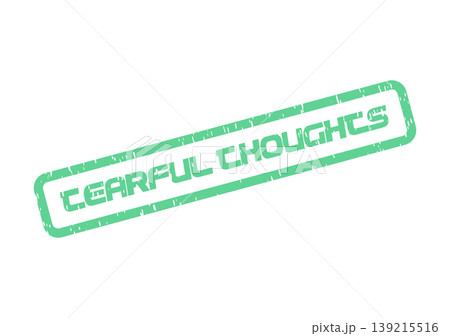 Fearful Thoughts Green Distressed Rubber Stamp Symbolizing Anxiety and Mental Apprehension 139215516