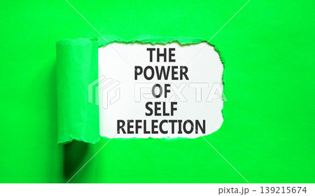 Self reflection symbol. Concept words The power of self reflection on beautiful white paper. Beautiful green paper background. Business the power of self reflection concept. Copy space. Self reflection symbol. Concept words The power of self reflection on beautiful white paper. Beautiful green paper background. Business the power of self reflection concept. Copy space. 139215674