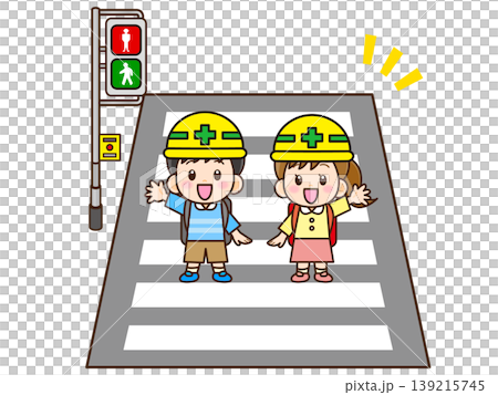 Illustration of a child crossing a pedestrian crossing (2) Illustration of a child crossing a pedestrian crossing (2) 139215745