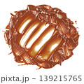 Swirl of dark chocolate hazelnut spread isolated. Thick creamy texture with glossy finish and spread marks. Perfect for confectionery and breakfast food themes. 139215765