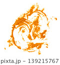 Vibrant yellow turmeric powder spread in an artistic swirl pattern. Top view of pure organic curcuma spice used for cooking and health. Isolated ground seasoning texture. 139215767