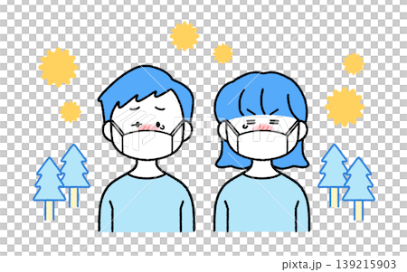 花粉症でマスク姿の子どものイラスト|使いやすいシンプルカラー 花粉症でマスク姿の子どものイラスト|使いやすいシンプルカラー 139215903