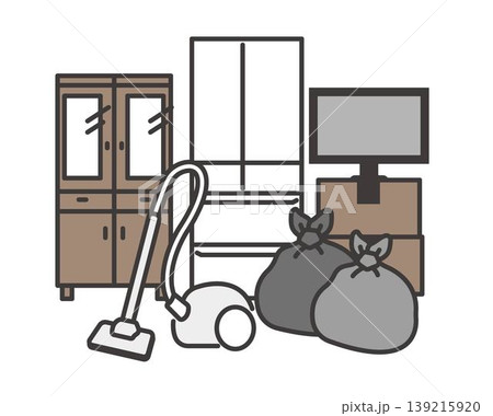 不用品や粗大ごみのベクターイラスト素材 139215920