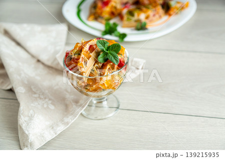 fresh coffee fruit jelly dessert with bright colorful layers 139215935