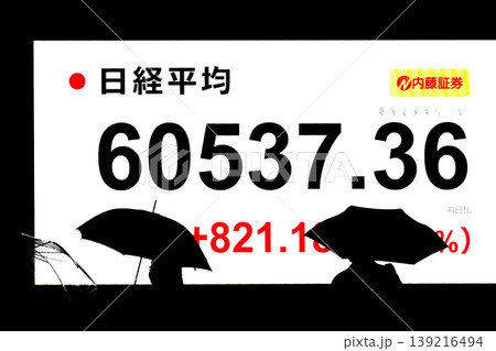 日本の東京都市景観初6万円突破・6万0537円36銭・株価/終値。半年で6万台と史上最速の大台替わり 日本の東京都市景観初6万円突破・6万0537円36銭・株価/終値。半年で6万台と史上最速の大台替わり 139216494
