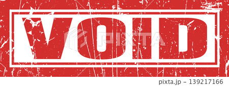 Void rubber stamp effect in red color with heavy distressed texture and white box framing. 139217166