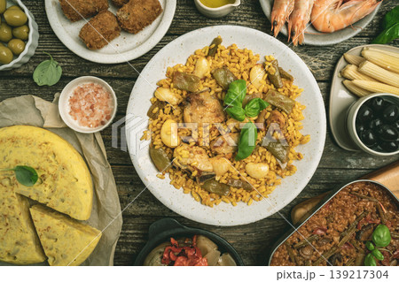 Spanish food table Spanish food table 139217304