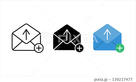 Email newsletters subscribe icon set with open envelope arrow and plus symbols in outline solid black and colorful design styles isolated on white background Email newsletters subscribe icon set with open envelope arrow and plus symbols in outline solid black and colorful design styles isolated on white background 139217477