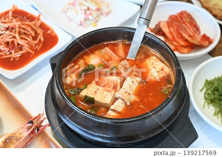 delicious authentic spicy korean seafood fish stew maeuntang 139217569