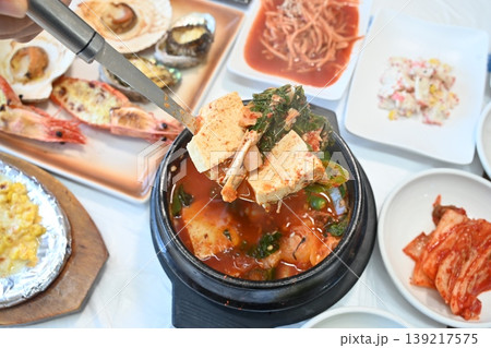 delicious authentic spicy korean seafood fish stew maeuntang 139217575