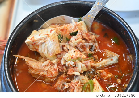 delicious authentic spicy korean seafood fish stew maeuntang 139217580