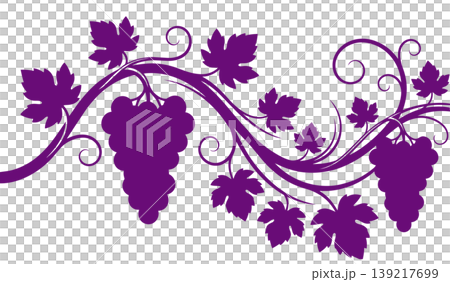 Minimalist and modern logo grapes and vines in purple silhouette 139217699