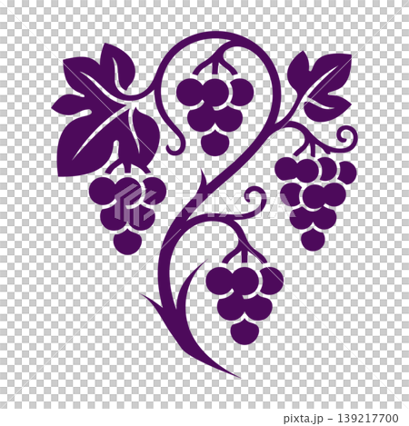 Minimalist and modern logo grapes and vines in purple silhouette Minimalist and modern logo grapes and vines in purple silhouette 139217700