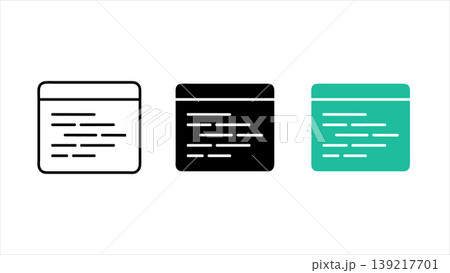 Embed code snippet and script window icon set in outline solid black and colorful design styles isolated on white background Embed code snippet and script window icon set in outline solid black and colorful design styles isolated on white background 139217701