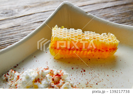 cottage cheese curd with Honey honeycomb cottage cheese curd with Honey honeycomb 139217738