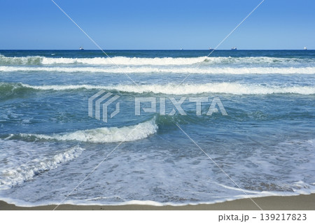 Blue Mediterranean sea blue beach in Spain 139217823