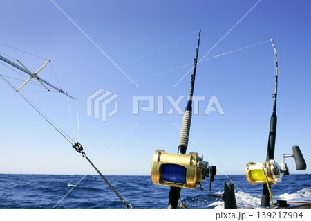 Big game boat fishing in deep sea Big game boat fishing in deep sea 139217904