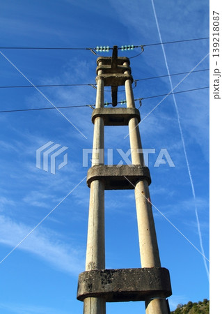 concrete electric tower pole retro vintage industry concrete electric tower pole retro vintage industry 139218087