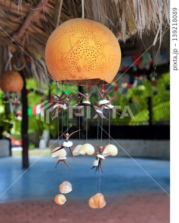 handcraft lamp with seashells traditional Mexico handcraft lamp with seashells traditional Mexico 139218089