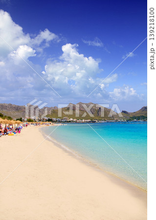 Pollensa sand beach in Mediterranean Mallorca island 139218100