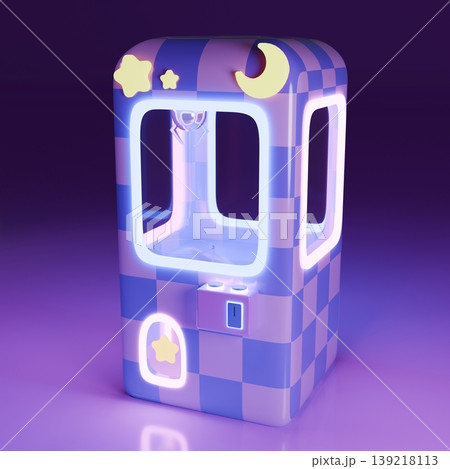 3Dの月と星のポップなクレーンゲーム　夜 139218113