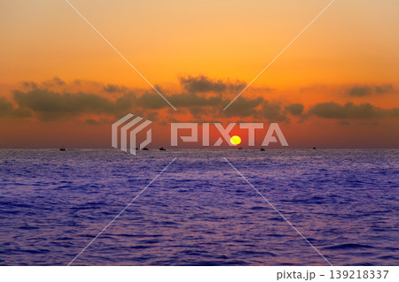 Mediterranean sea sunrise sunset with sun Mediterranean sea sunrise sunset with sun 139218337