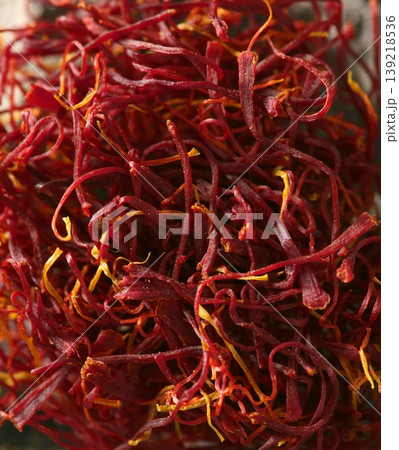 Saffron, appreciated red spice in vivid red orange 139218536