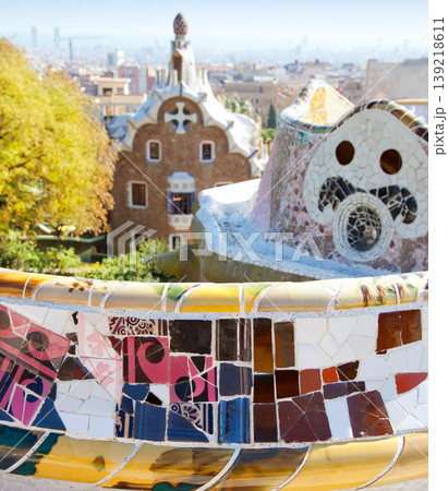 Barcelona park Guell fairy tail mosaic house Barcelona park Guell fairy tail mosaic house 139218611