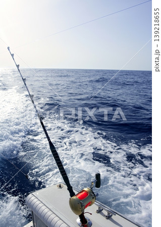 Boat trolling fishing on Mediterranean Boat trolling fishing on Mediterranean 139218655