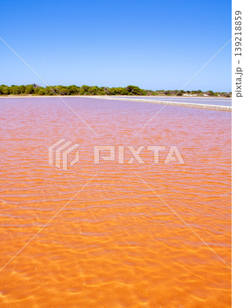 Formentera Ses Salines saltworks red water Formentera Ses Salines saltworks red water 139218859