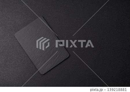 A blank slate board on a dark background for Asian food. A blank slate board 139218881
