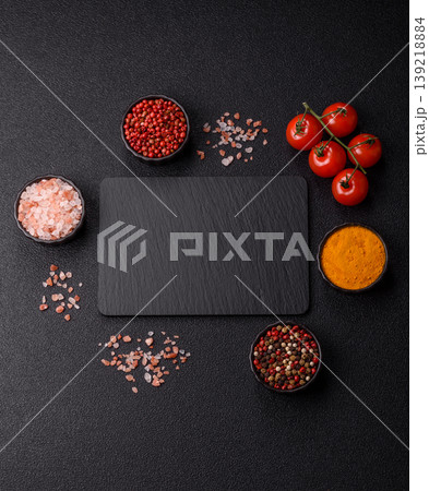 A blank slate board on a dark background for Asian food. A blank slate board A blank slate board on a dark background for Asian food. A blank slate board 139218884