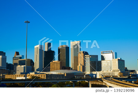 Houston downtown skyline of Texas city in US 139219096