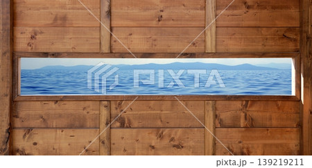 Panoramic wooden window seascape ocean 139219211