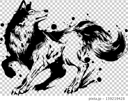 Wolf ink painting illustration 139219428