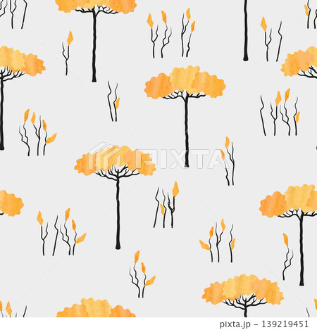 Abstract African tree pattern. Seamless savanna vector illustration Abstract African tree pattern. Seamless savanna vector illustration 139219451