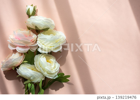 Ranunculus Flowers on Pink Background 139219476