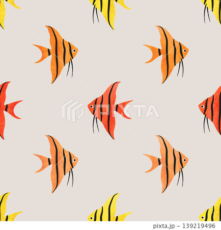 Colorful Fish seamless pattern. Underwater background with angelfish Colorful Fish seamless pattern. Underwater background with angelfish 139219496