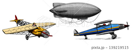 Passenger airplane corncob or plane aviation. Airship or zeppelin and dirigible or blimp. Travel Passenger airplane corncob or plane aviation. Airship or zeppelin and dirigible or blimp. Travel 139219515