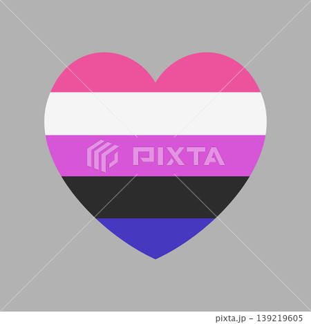 Gender fluid flag sticker, icon in heart shape. LGBT community heart shaped symbol, badge, button, banner, background. Heart flag of sexual minorities. Gender fluid flag sticker, icon in heart shape. LGBT community heart shaped symbol, badge, button, banner, background. Heart flag of sexual minorities. 139219605