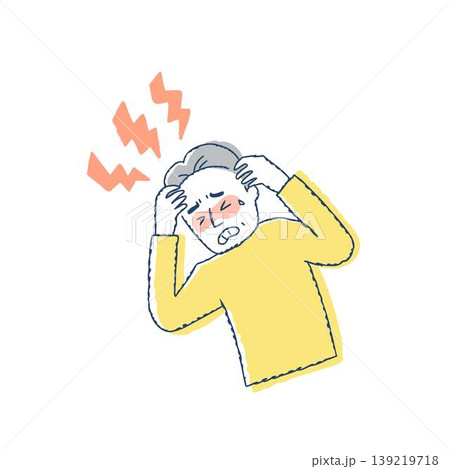 激しい頭痛があるシニア男性 139219718