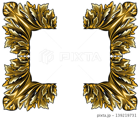Golden Barocco, baroque or rococo vintage frame or borders with copy space. Floral elements with Golden Barocco, baroque or rococo vintage frame or borders with copy space. Floral elements with 139219731