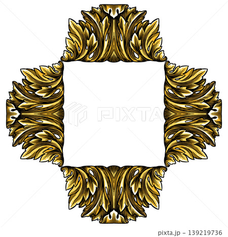 Golden Barocco, baroque or rococo vintage frame or borders with copy space. Floral elements with Golden Barocco, baroque or rococo vintage frame or borders with copy space. Floral elements with 139219736