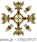 Golden Barocco, baroque or rococo vintage floral elements and swirls with leaves in old traditional 139219737