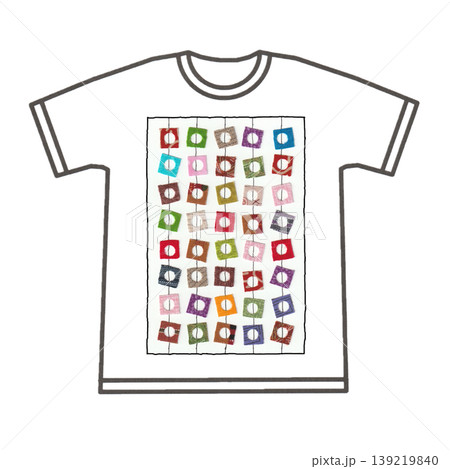 手描きの四角模様Tシャツ(透過素材) 手描きの四角模様Tシャツ(透過素材) 139219840